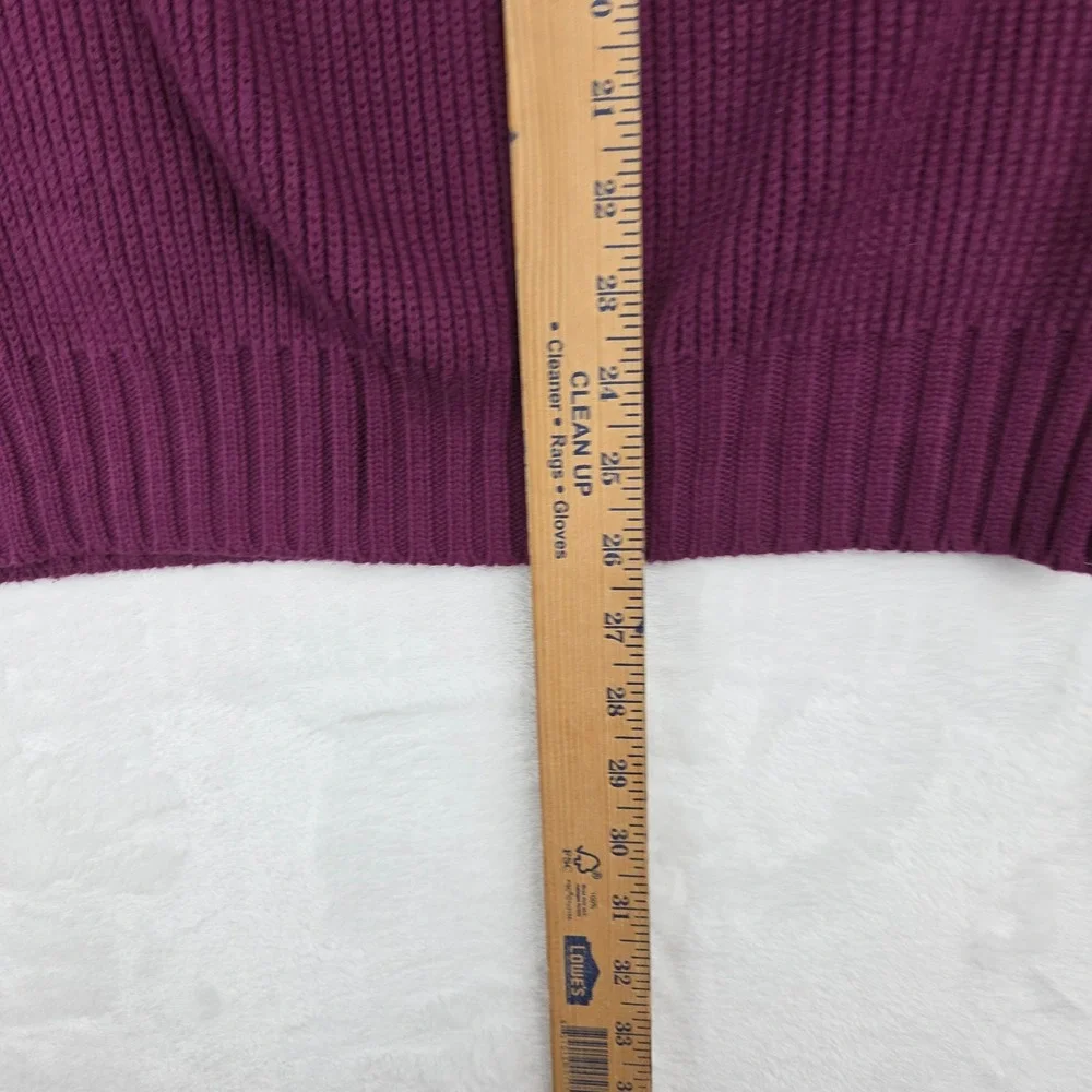 VTG Eddie Bauer Chunky Knit Sweater Men's Sz Large Burgundy Cotton Crewneck - Picture 8 of 10